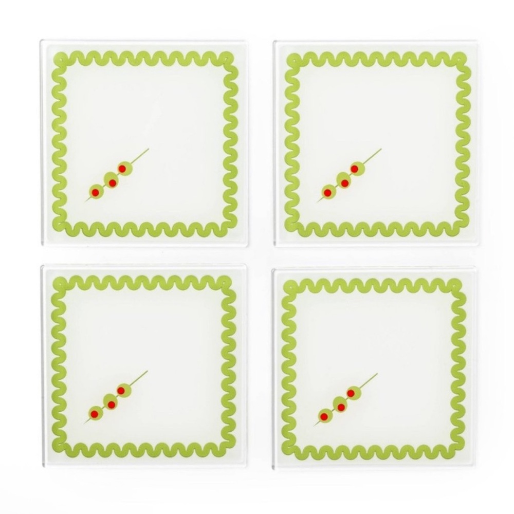 3 for $15 SALE Target Set of 4 Coasters with Martini Olive design, New